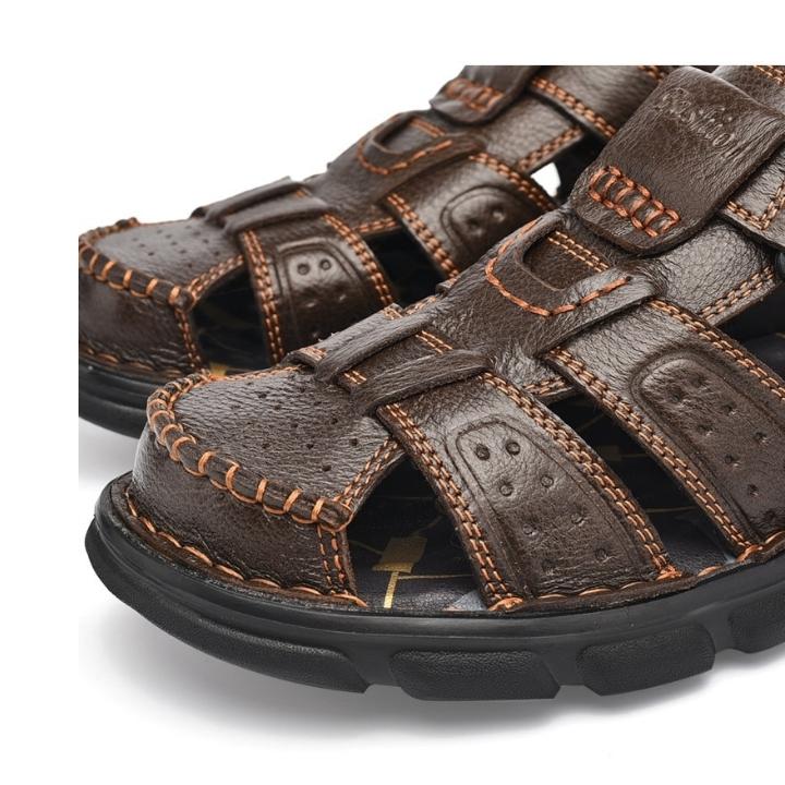 Leather Sandal with Velcro